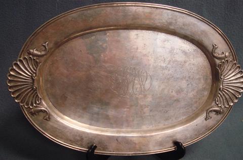 Chinese silver tray, shell and