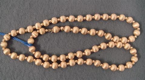 14K YG beaded necklace, 22" long,