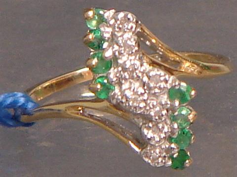 14K YG diamond and emerald ring  3baff