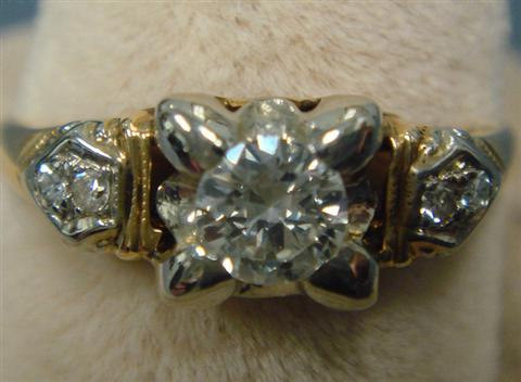 14K YG diamond ring, 5 stones,