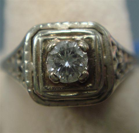 Unmarked 14K WG filigree diamond 3bb2b