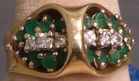 14K YG diamond and emerald ring  3bb3a