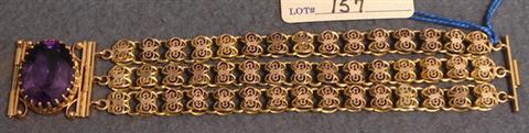 Unmarked 14K YG 3 row link bracelet  3bb5b