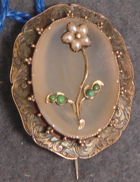 Victorian gilt silver & crystal pin,