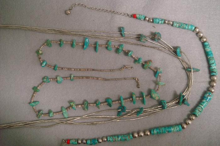 3 Native American silver turquoise 3bb8b