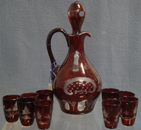 10 pc etched ruby flashed Bohemian 3bbb0