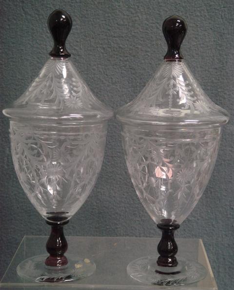 Pr etched crystal covered footed 3bbcb