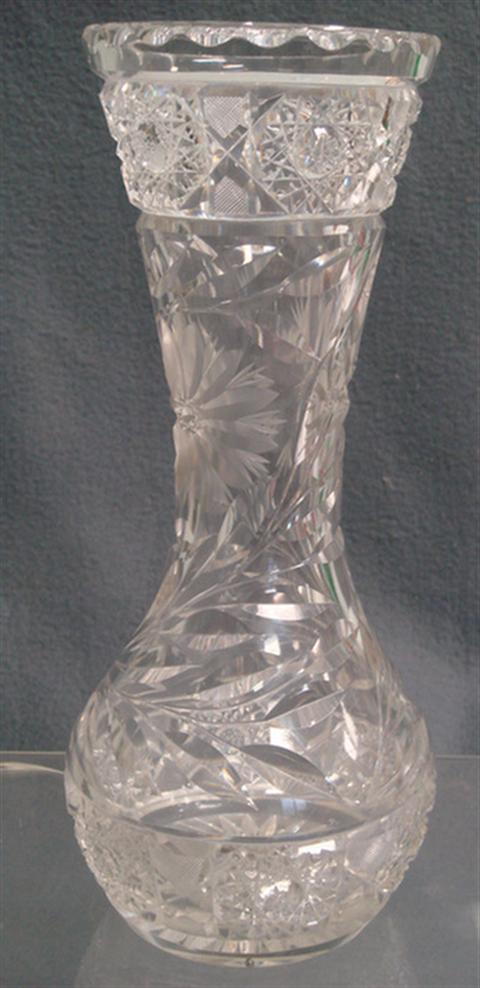 American cut glass vase, hobstar and