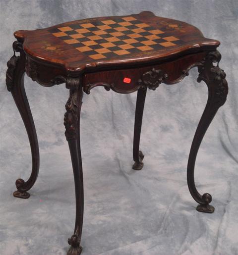 Carved rosewood Rococo game table 3bbfa