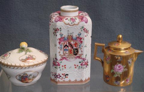 Rose decorated Meissen gilt miniature 3bc41