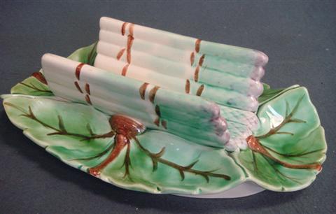 French majolica asparagus server,