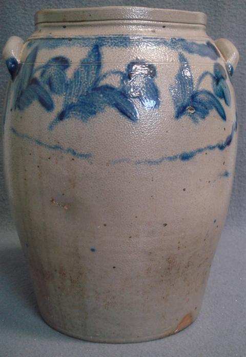 4 gal blue floral decorated stoneware 3bc53