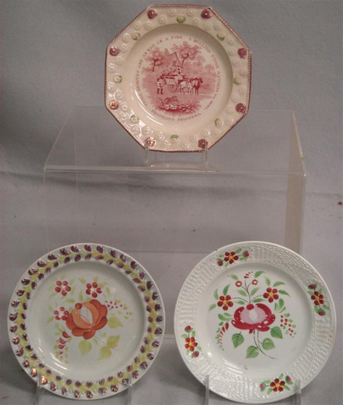 2  Rose pattern English creamware plates,