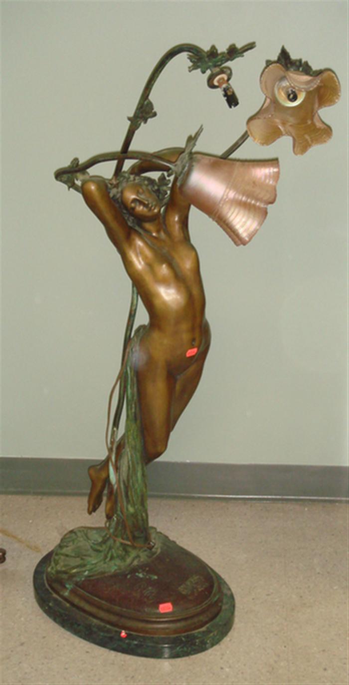 Bronze Art Nouveau figural lamp,