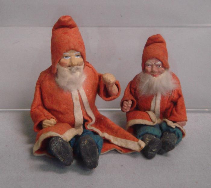 2 seated paper mache jointed Santa 3bce7