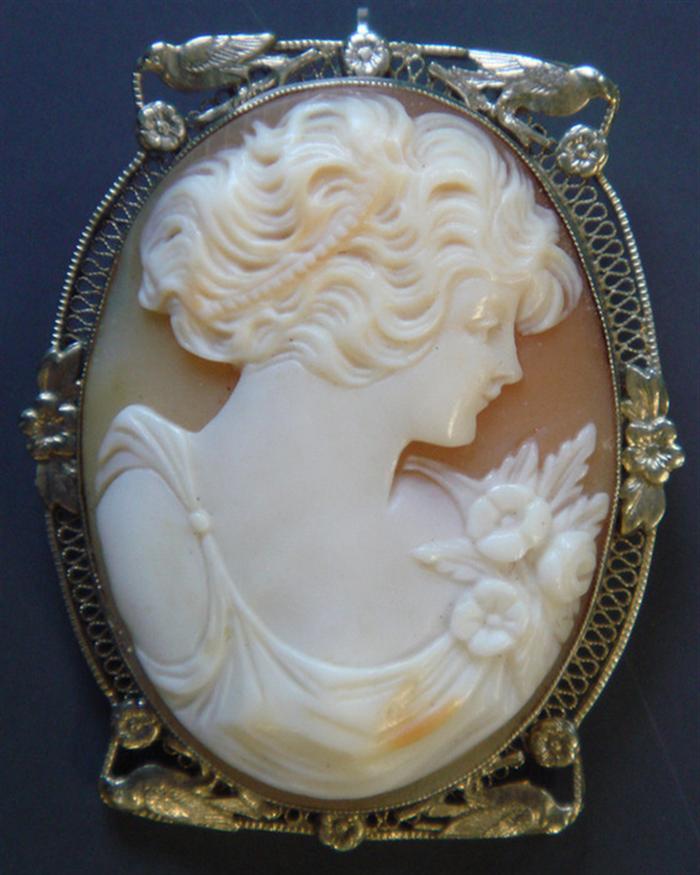 14K WG Victorian Cameo Pin Pendant  3bcf5