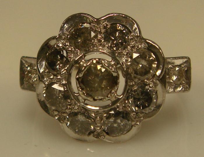 14K WG Flower Form Diamond Ring  3bd05