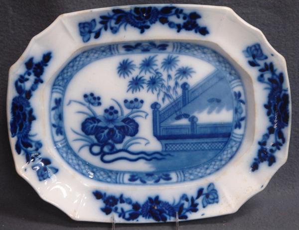 Staffordshire dark blue transfer platter,