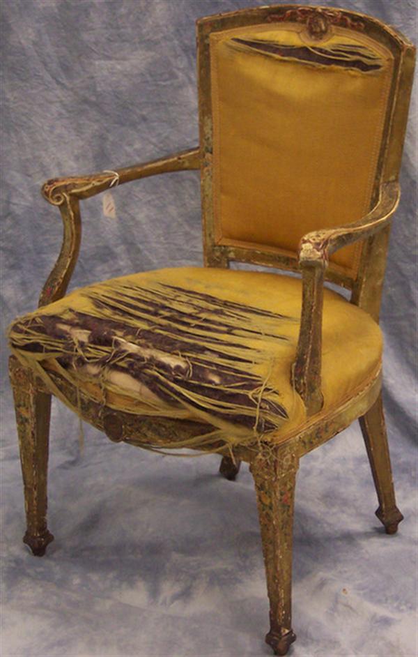 Painted Italian Adams style armchair,