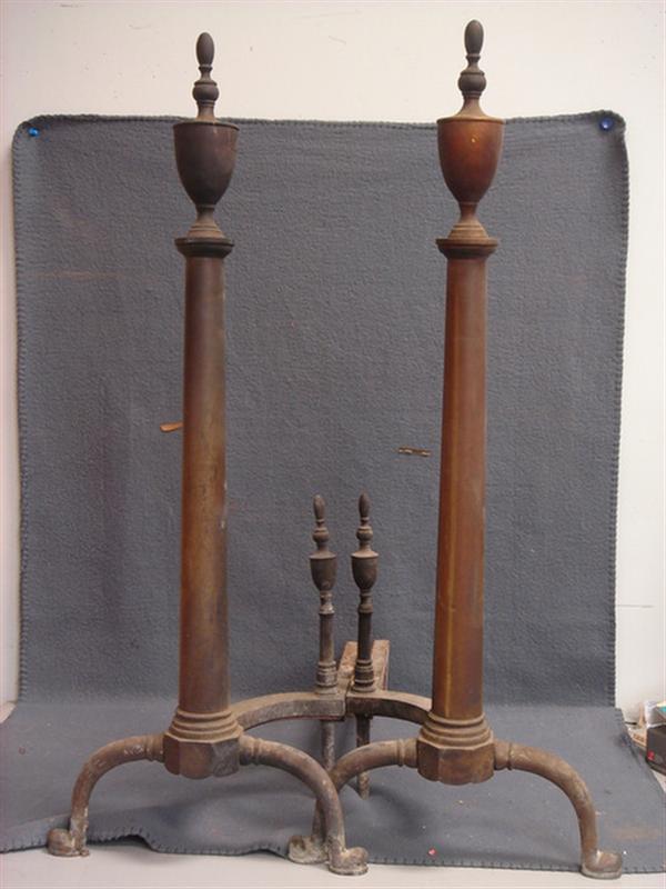 Pr brass classical style andirons 3b969