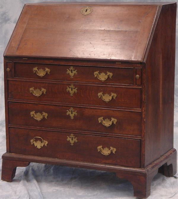 Oak Georgian slant lid desk, original