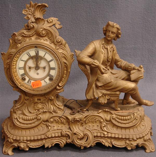 Ansonia figural mantle clock, seated