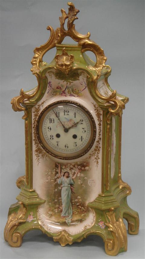 Royal Bonn porcelain mantle clock, Rococo