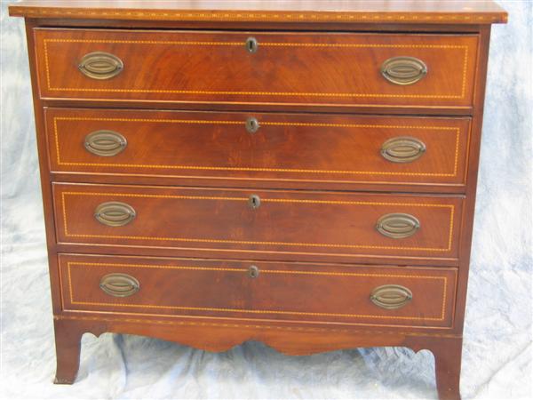 Inlaid mahogany 4 drawer Hepplewhite 3b9a9