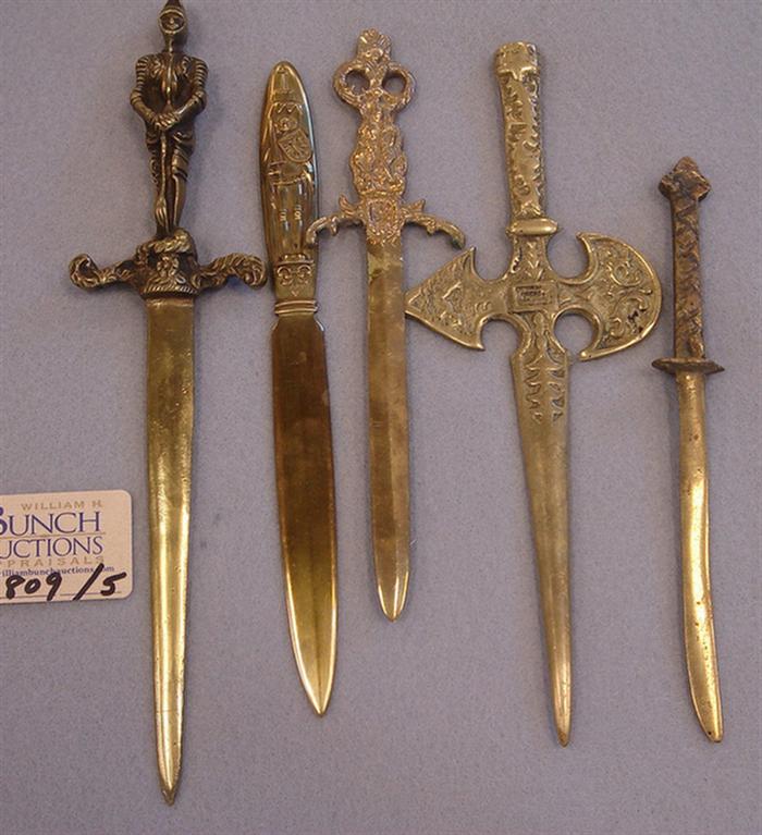 Lot of 5 vintage brass Medieval