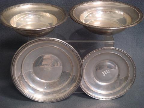 2+2 sterling silver plates & bowls,