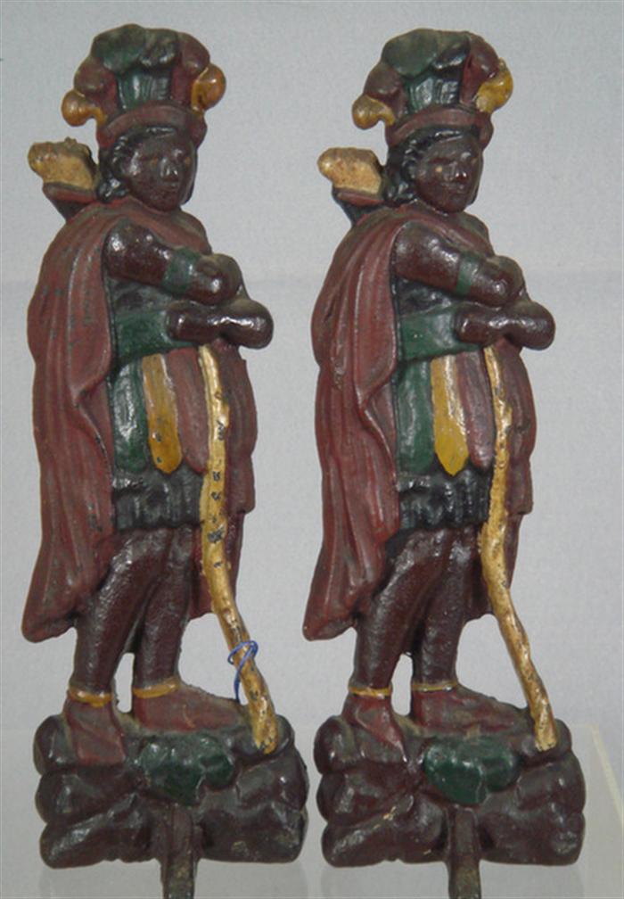Pair of cast iron Native American