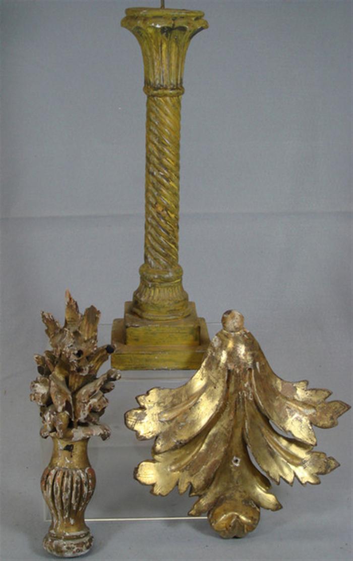 2 carved gilt wood decorative elements