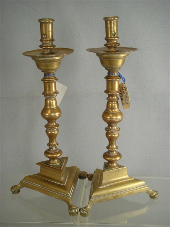 Pr brass Spanish/Portuguese candlesticks,