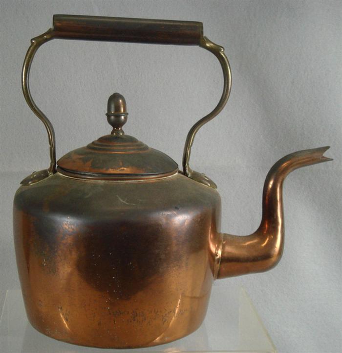 Copper tea kettle, dovetailed and