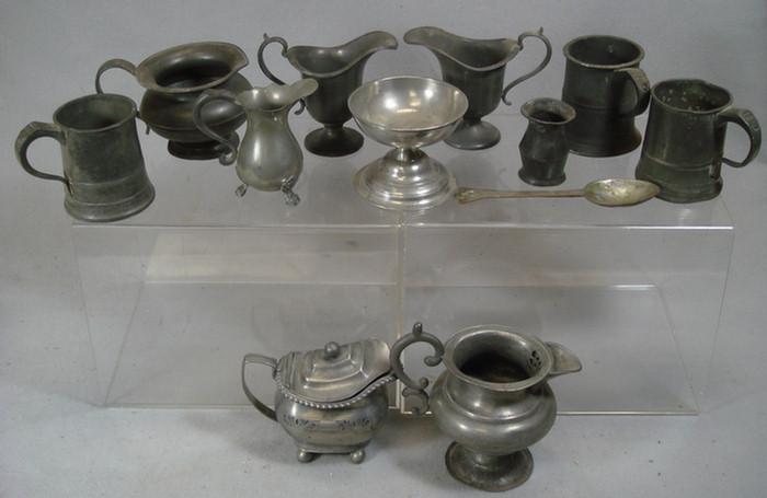 12 small 18th/19th c pewter objects,