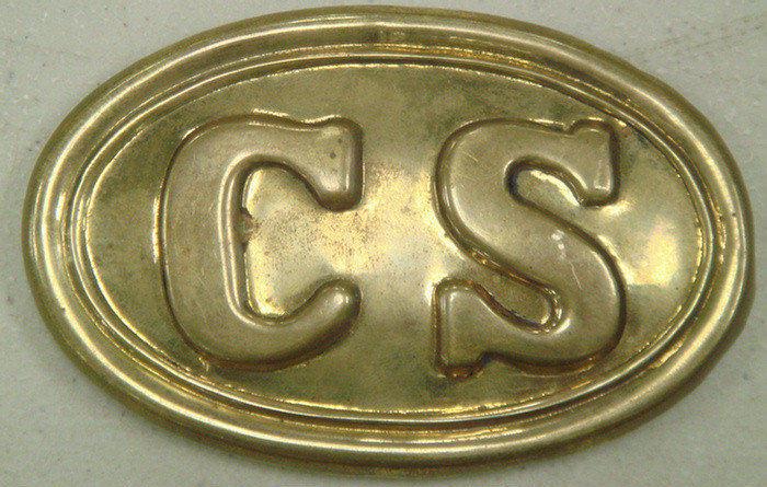 Oval brass CS belt buckle, lead