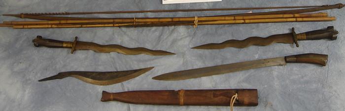 Group of South Seas knives, along