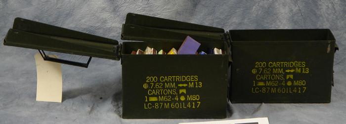 2 metal ammo cans, filled with