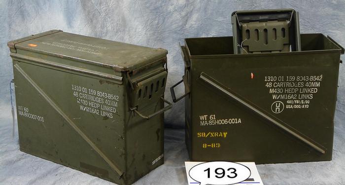 Two large ammo cans for cannon projectiles.