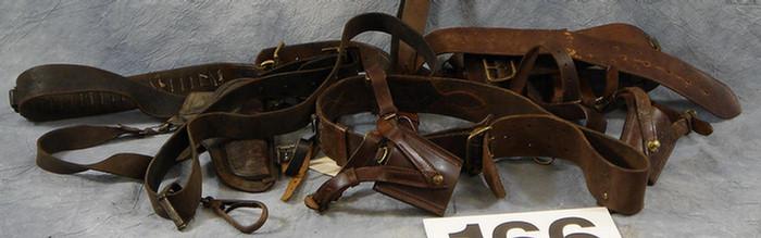 Leather holster and bullet belt,