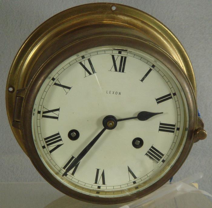 Lexon brass ships clock, 5 1/4"