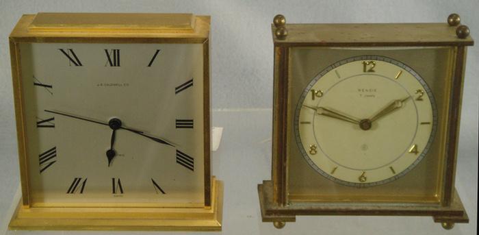 Brass quartz desk clock retailed by