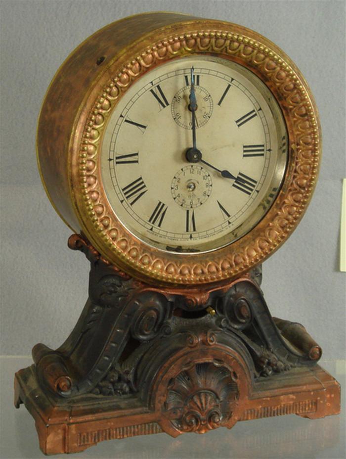 Seth Thomas Long alarm clock, copper/bronze