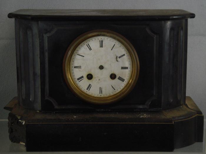 Black marble French mantle clock  3c050