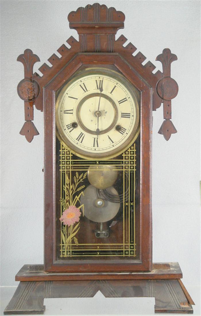 Walnut mantle clock, not signed,