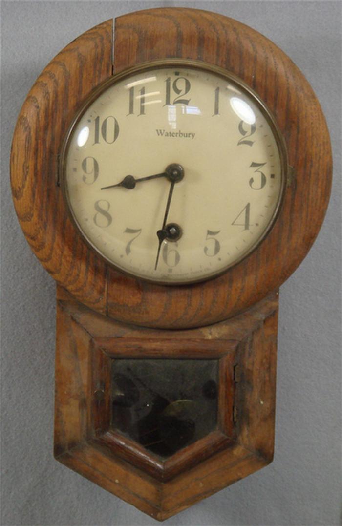 Waterbury oak schoolhouse clock, time