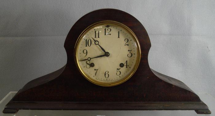 New Haven mahogany tambour clock,