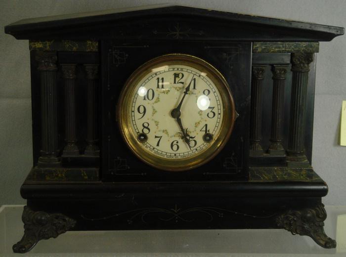 Sessions black wood mantle clock, t&s,