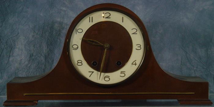 German mahogany tambour clock,
