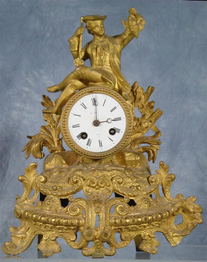 French figural brass mantle clock  3c0a1